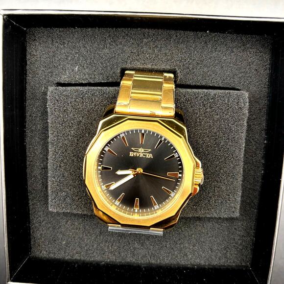 Invicta 46839 Speedway Gold Tone Mens Watch Black Dial Stainless Steel NIBWT - Picture 17 of 17